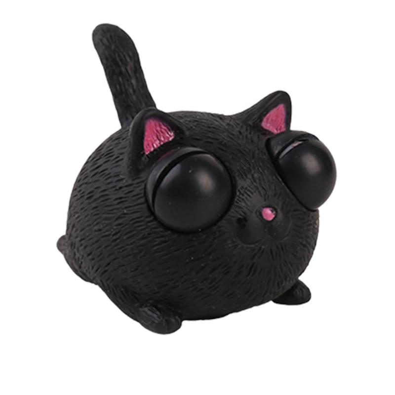 

Funny Cats Squeeze Toy With Popping Eyes Stretchy Antistress Animal Figure Toy For Kids And Adult Hand Relax чорний