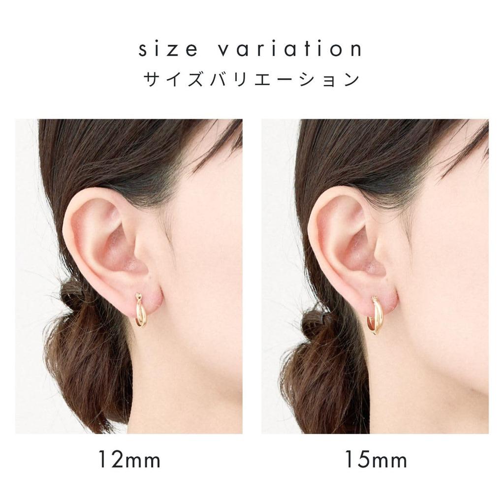18K Gold Hoop Simple 18K Made in 3598 [HILLYS] Earrings, Earrings, Gold, Hypoallergenic, K18, Women's, Catchless, One-touch Ring, Accessories, Japan,