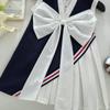 Girls Summer Dress Preppy Navy Collar Cute Princess Dress for Kids Children Casual Sundress Party Wear