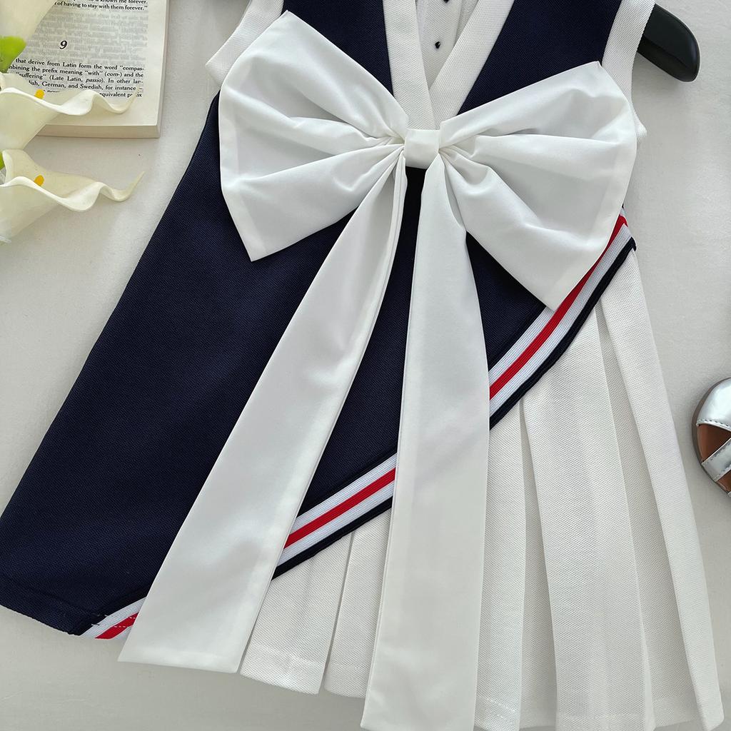 Girls Summer Dress Preppy Navy Collar Cute Princess Dress for Kids Children Casual Sundress Party Wear