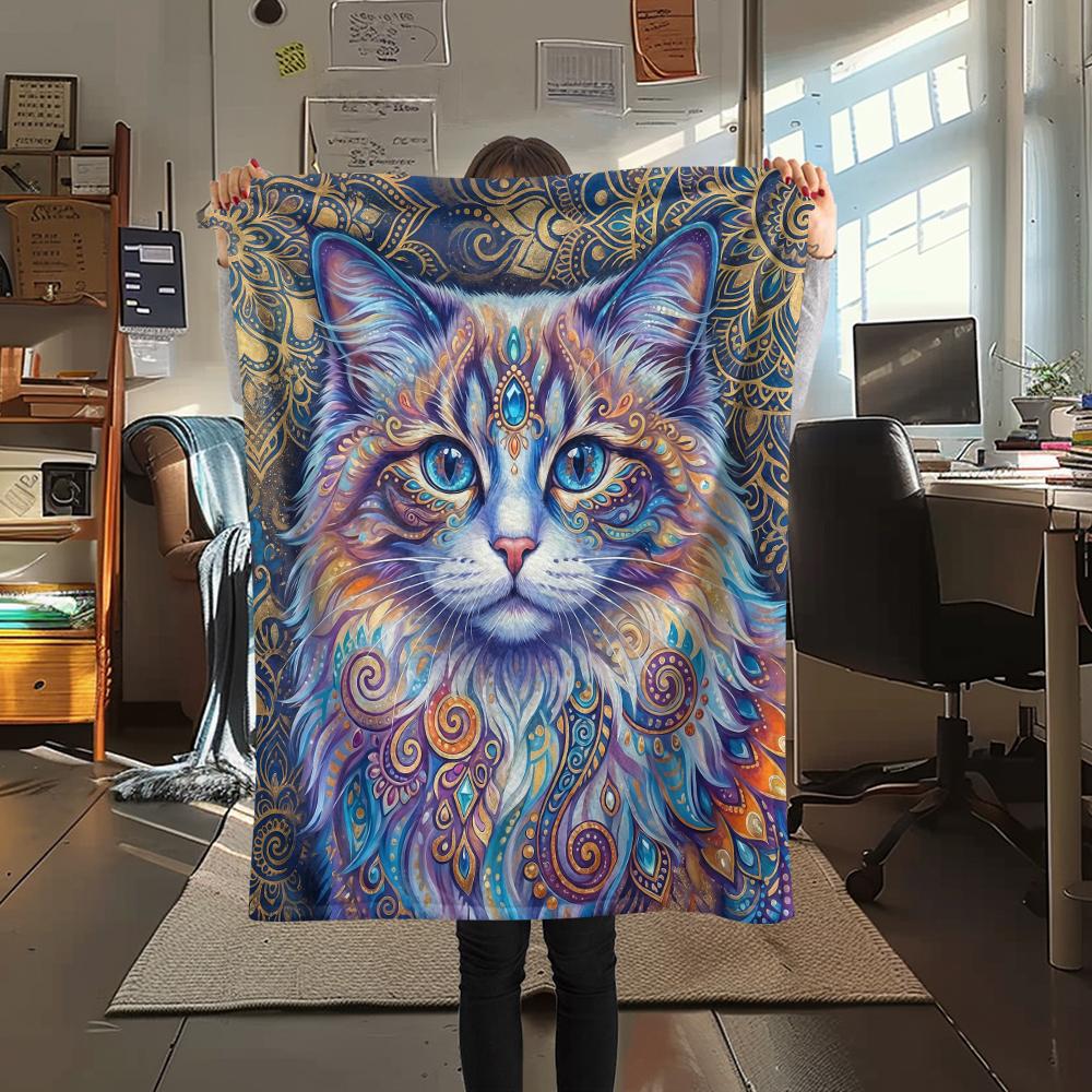 Complex patterns cat dog fish Print Flannel Blanket,High quality Comfortable for All Seasons,Home Decor,Warmth and Comfort,Perfect for Christmas Gifts 80cm x 120cm