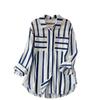 2023 Korean Style Women's Casual Mid-Length Multicolor Striped Shirt Jacket