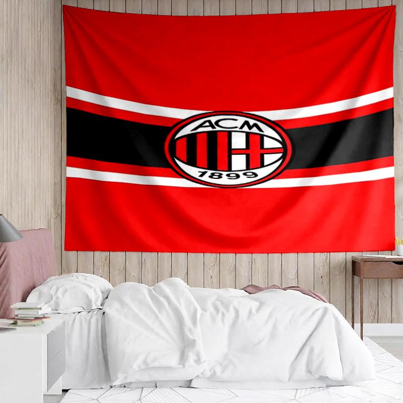 AC Milan Print Tapestry, Backdrop, Easy Setup, Ideal for Bedroom, Office & Living Room, with Aesthetic Wall Hanging Decor.