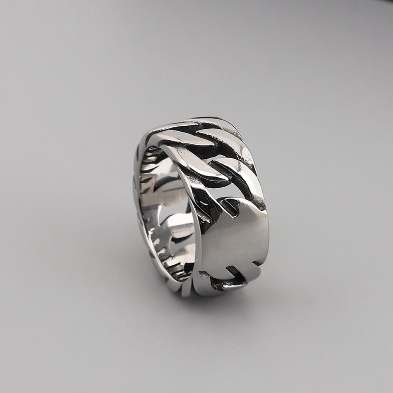 

Retro Stainless Steel Ring, Hip-Hop Titanium Steel Chain Rotatable Decompression Ring 12