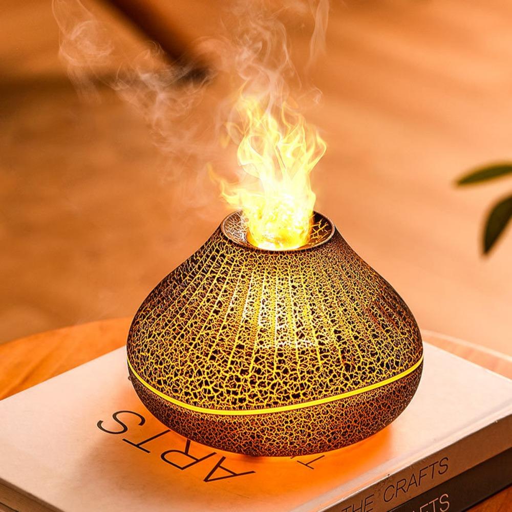 Simulation Flame Volcanic Aromatherapy Humidifier USB Charging Essential Oil Diffuser  Bedroom
