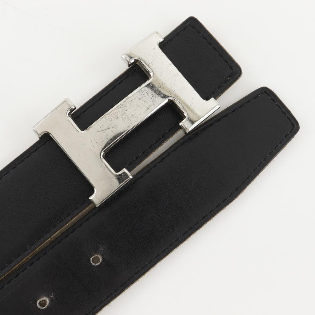 Hermes H Belt 85 Belt Reversible Black / Brown Calfskin Unisex Used