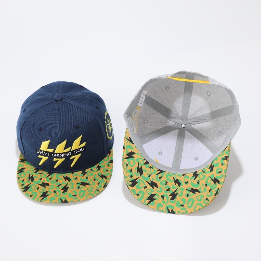 Lightning Embroidery Flat Rim Hat American Hip Hop Flat Rim Hat Female Street Dance Cap Male Korean Big Head Baseball Cap