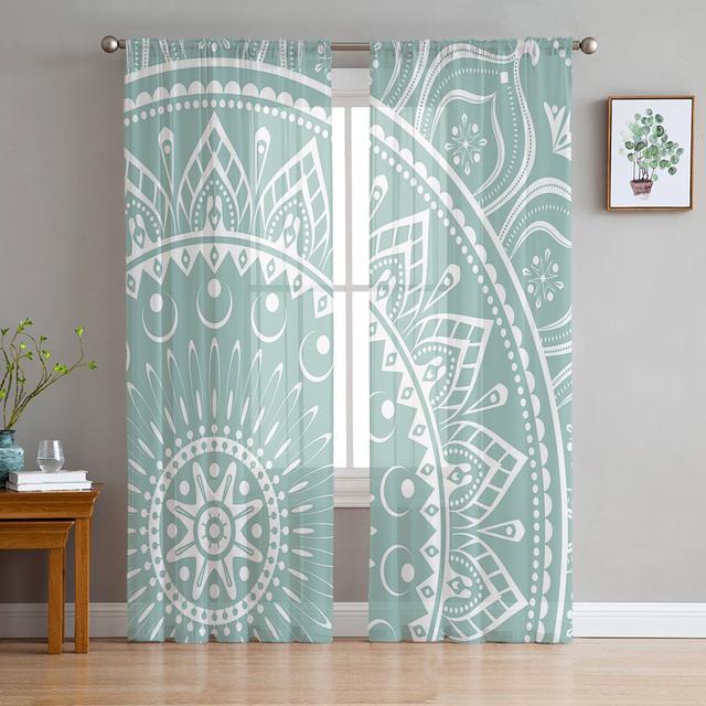 Bohemian Mandala Sheer Voile Vorhänge für Wohnzimmer Schlafzimmer Exotischer Stil Fenster Tüll Vorhänge Transparenter Chiffon Vorhang