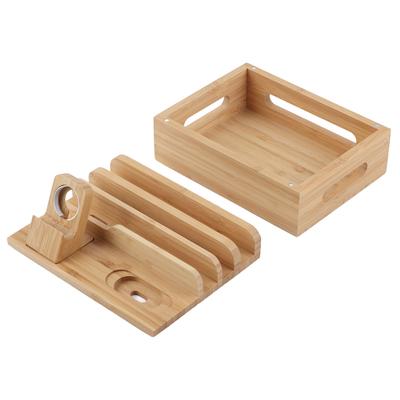 Support de Rangement de Charge en Bambou Support Organisateur pour Téléphone Portable Montre pour Usage Domestique et Bureau