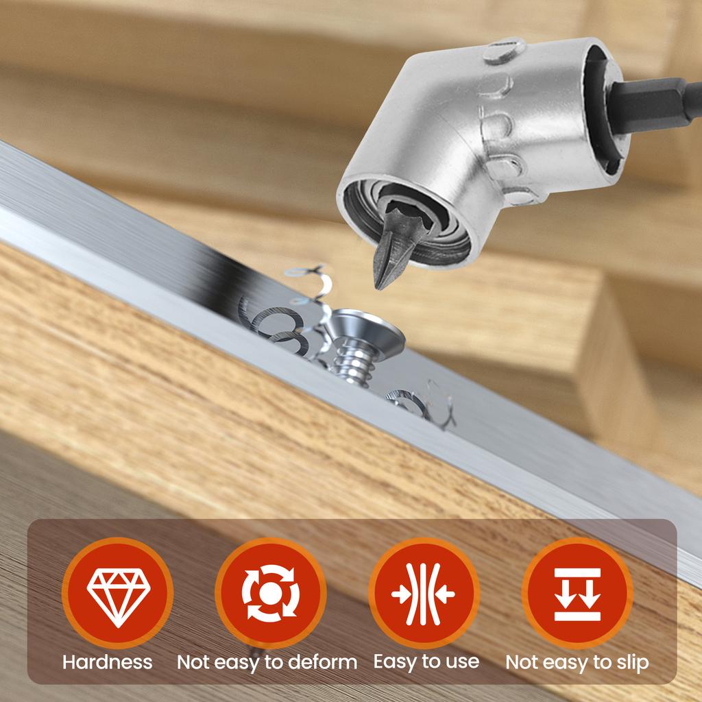 Right Angle Impact Drill Adapter Set 1/4" Hex Shank Driver Angle Extension and Flexible Angle Extension Bit for Screwdriver