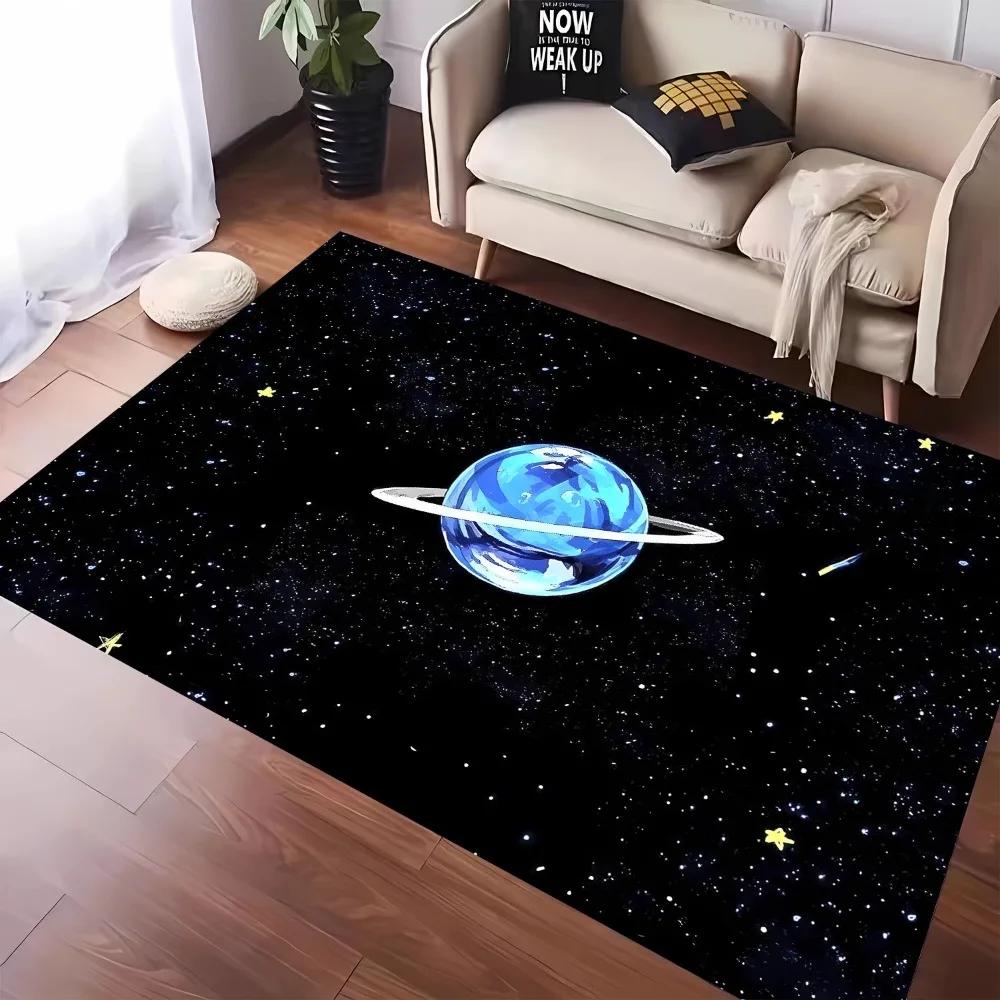 Cartoon Universe Planet Moon Carpet for Living Room Decor Sofa Rug Bedroom Bedside Rug Children's Play and Reading Area Rug