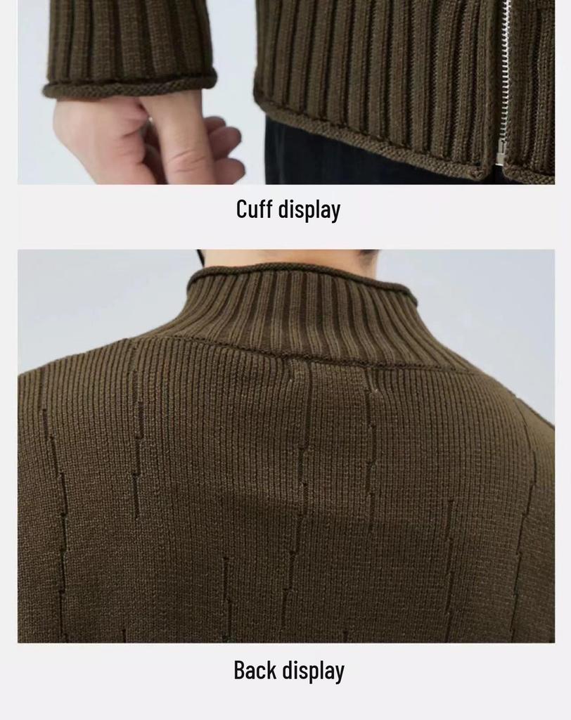 Men's Loose Fit Japanese Style Stand Collar Zipper Cardigan Sweater - Autumn & Winter Woolen Knitwear for Couples
