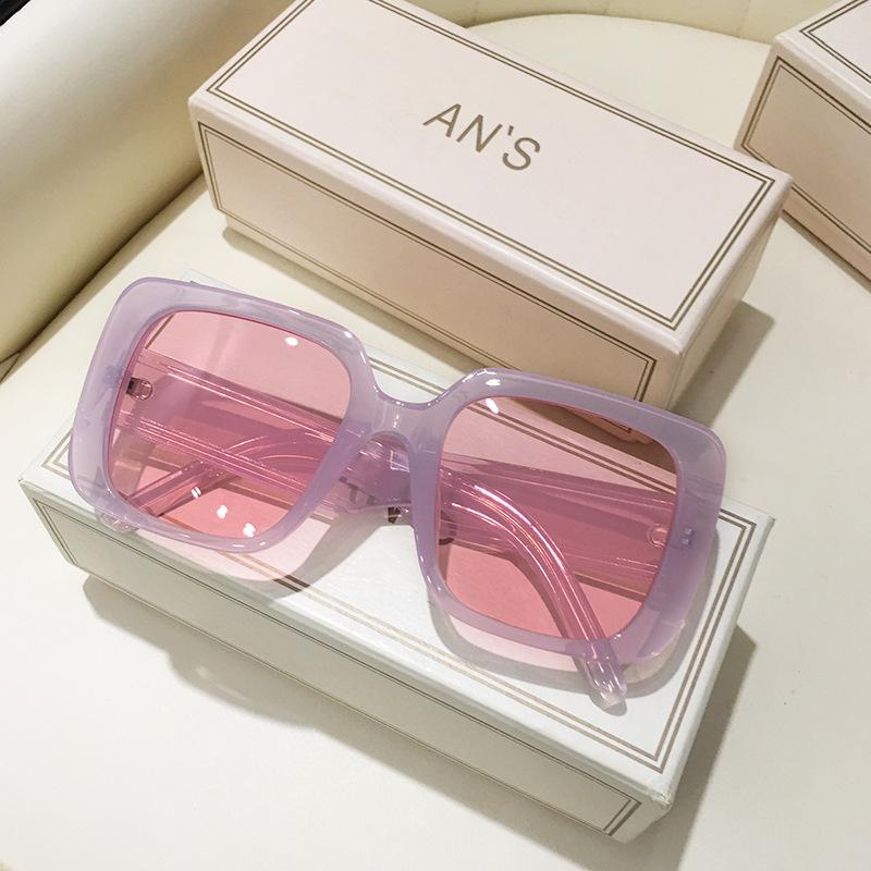 Large Square Sunglasses, Women'S White Frame, Big Face, Thin Pink Yellow, Advanced Face, Small Face, Sunglasses Tide
