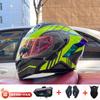 Full Face Motorcycle Helmet With Dual Visor Winter Warm Lining Bluetooth Slot Scooter Riders Men Women All Season