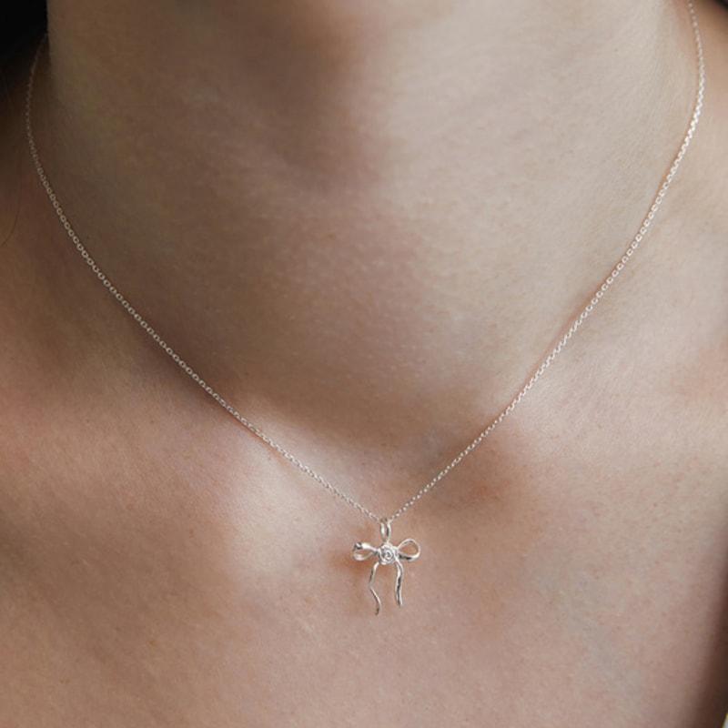 

TATIANA (925 Silver) Sophia Rose Ribbon Necklace NZ2422 Gold Plated