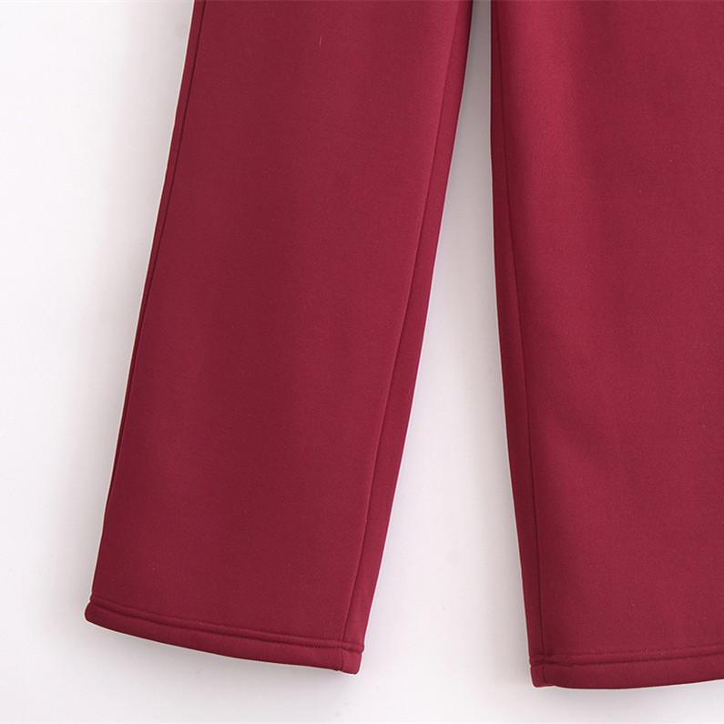 2025 Spring Women's Casual Zipper Sweatshirt Jacket & Flannel Straight-Leg Pants Set