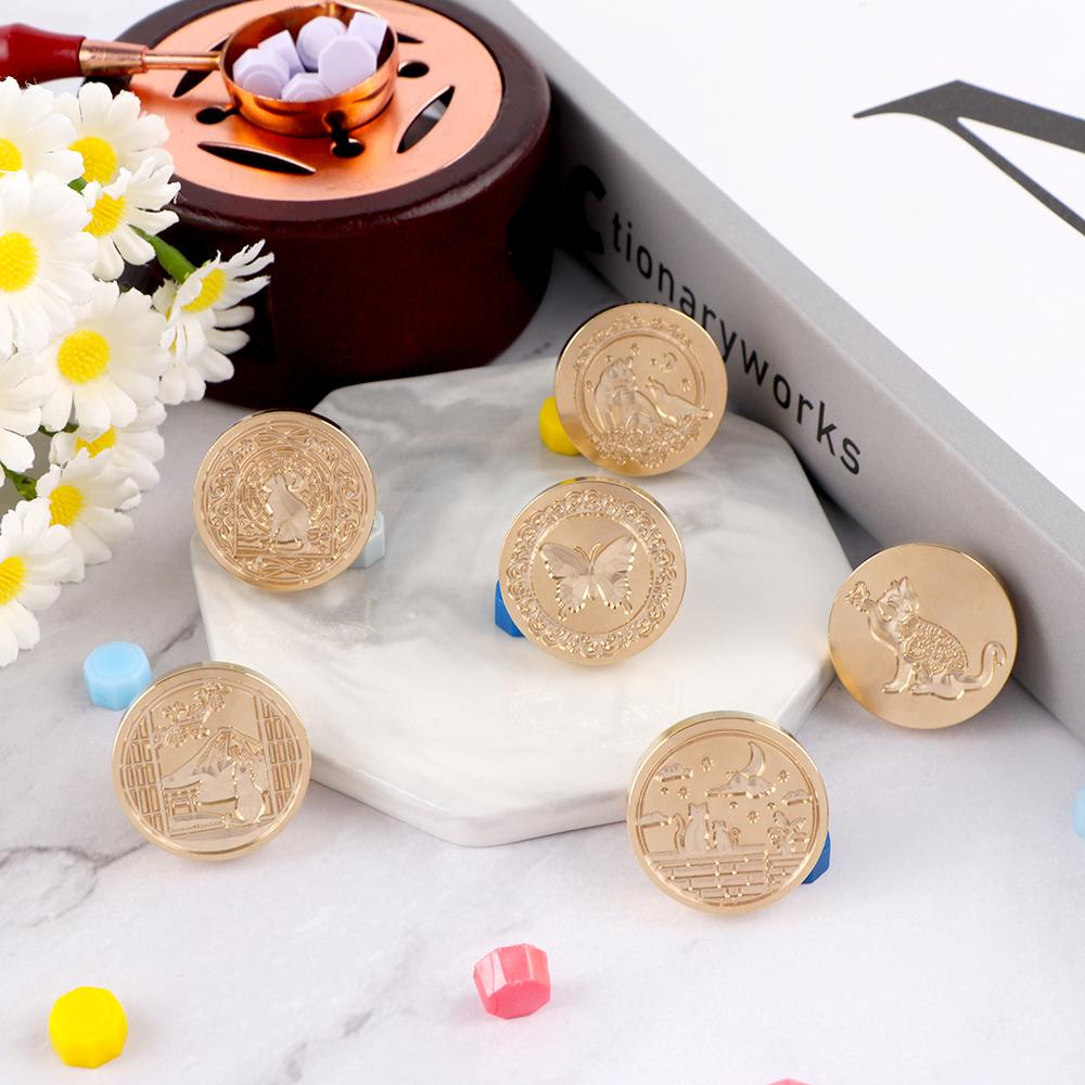 New Cats Series Wax Seal Stamps Wax Sealing Stamps 25mm Removable Brass Head For Decorating Envelopes Notebooks Greeting Cards