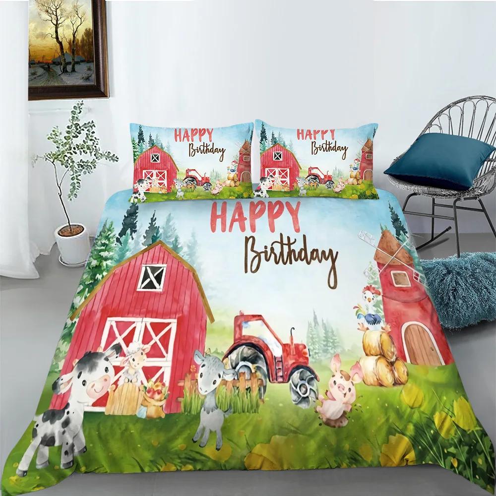 Chicken Animals King Queen Duvet Cover Lovely Cartoon Farm Chick Bedding Set Kids Girls Wildlife 2/3pcs Polyester Quilt Cover