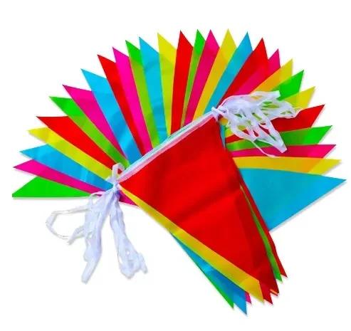 

Multicolored String Pennant Banner Nylon Fabric Bunting Triangle Flags Festival Wedding Birthday Party Celebration Decoration 50M (1PC)