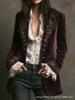 Women'S Long-Sleeved Solid Color Spliced Lace Gold Velvet Jacket