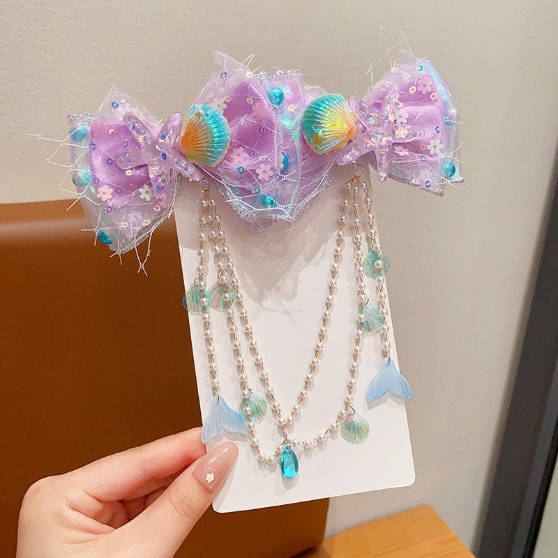 Girls' Mermaid Princess Bow & Tassel Ear Cuff Hair Accessories