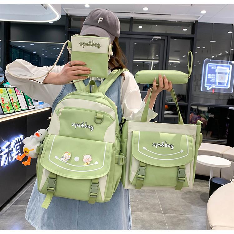 4 Pcs Set Pupil Schoolbags for Girls Grade 3 6 Lightweight Children Tutoring Bag Cute Cartoon Junior High School Teenager Girl Backpack