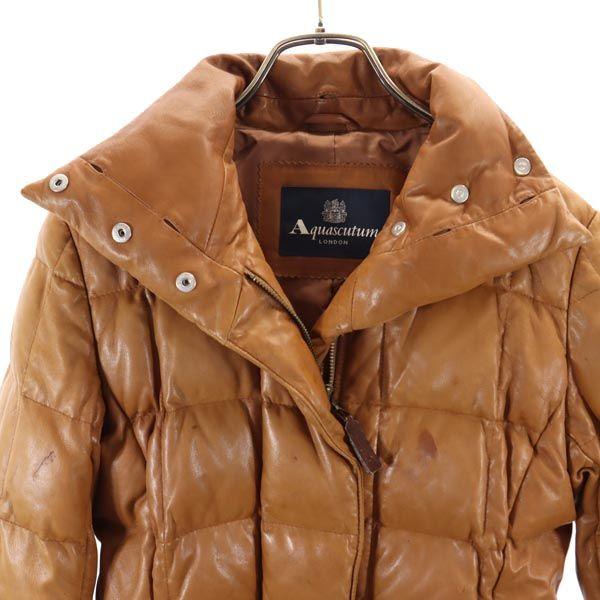 Aquascutum Sheep leather Lamb leather Down jacket 8F Brown Women Used