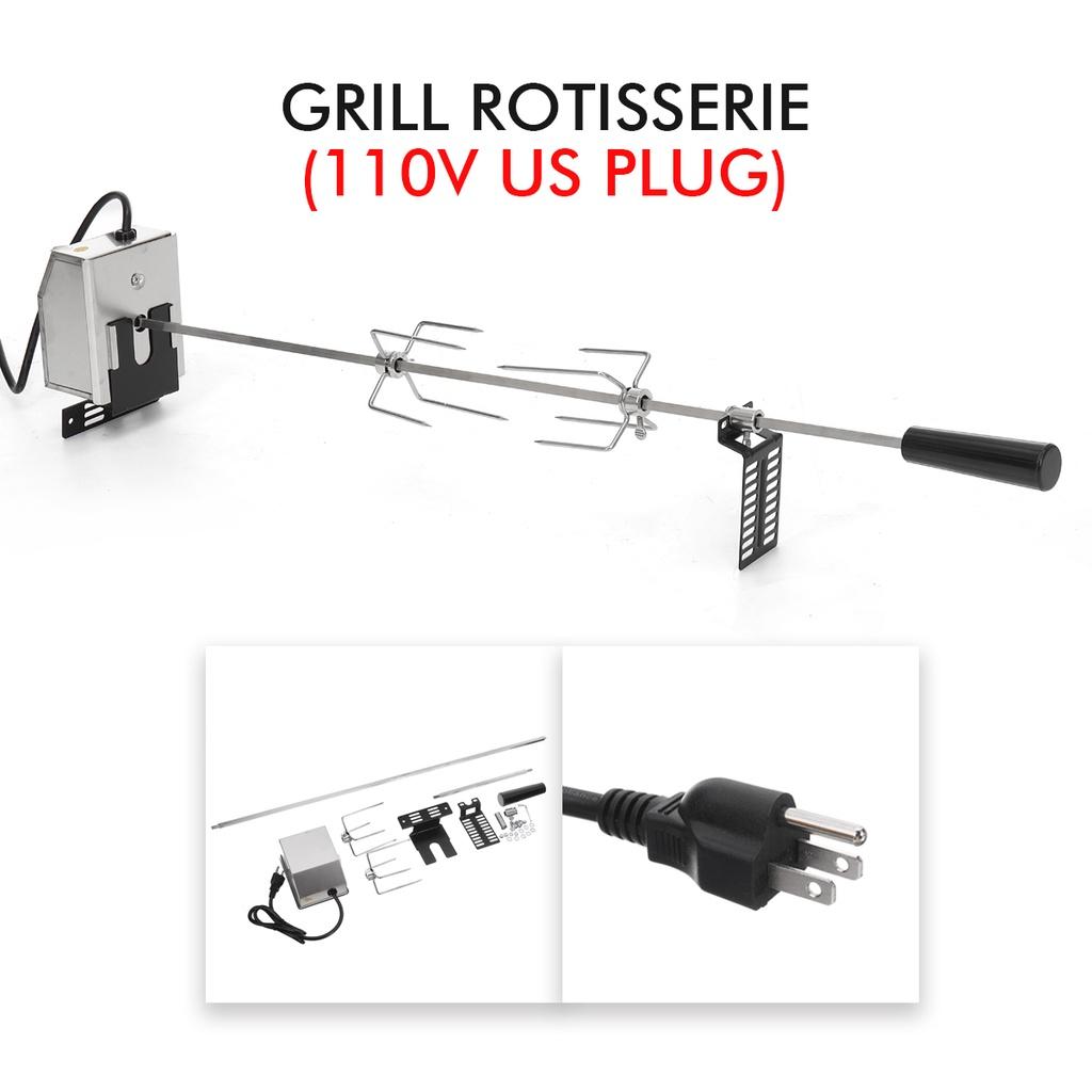 110V/220V Velký nerezový gril Rotační rožeň Rošt na prase/kuře Motorová sada 4W