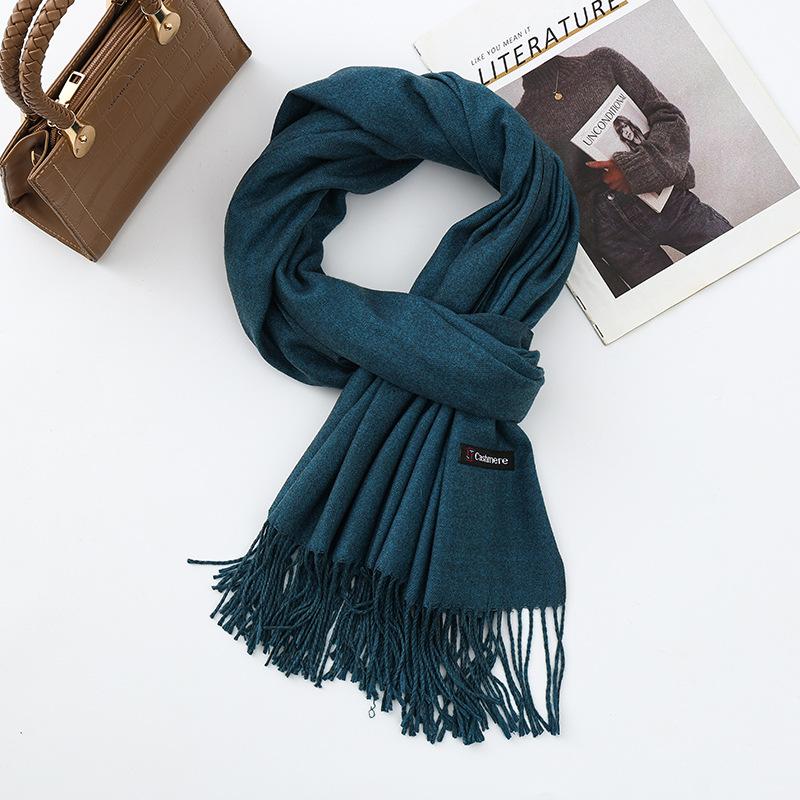 Cotton Solid Color Scarf for Women Winter Warm Wool Cashmere Scarf Autumn and Winter Women's Shawl Scarf Korean Style Atmosphere