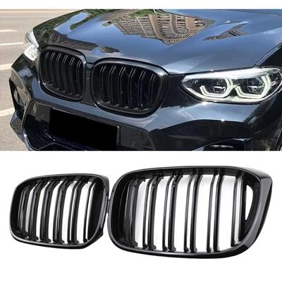 Paar Dubbele Lame Auto Voorgrille Grilles Niergrille Voor BMW X3 G01 G08 X4 G02 2018 Racing Grilles Auto Styling