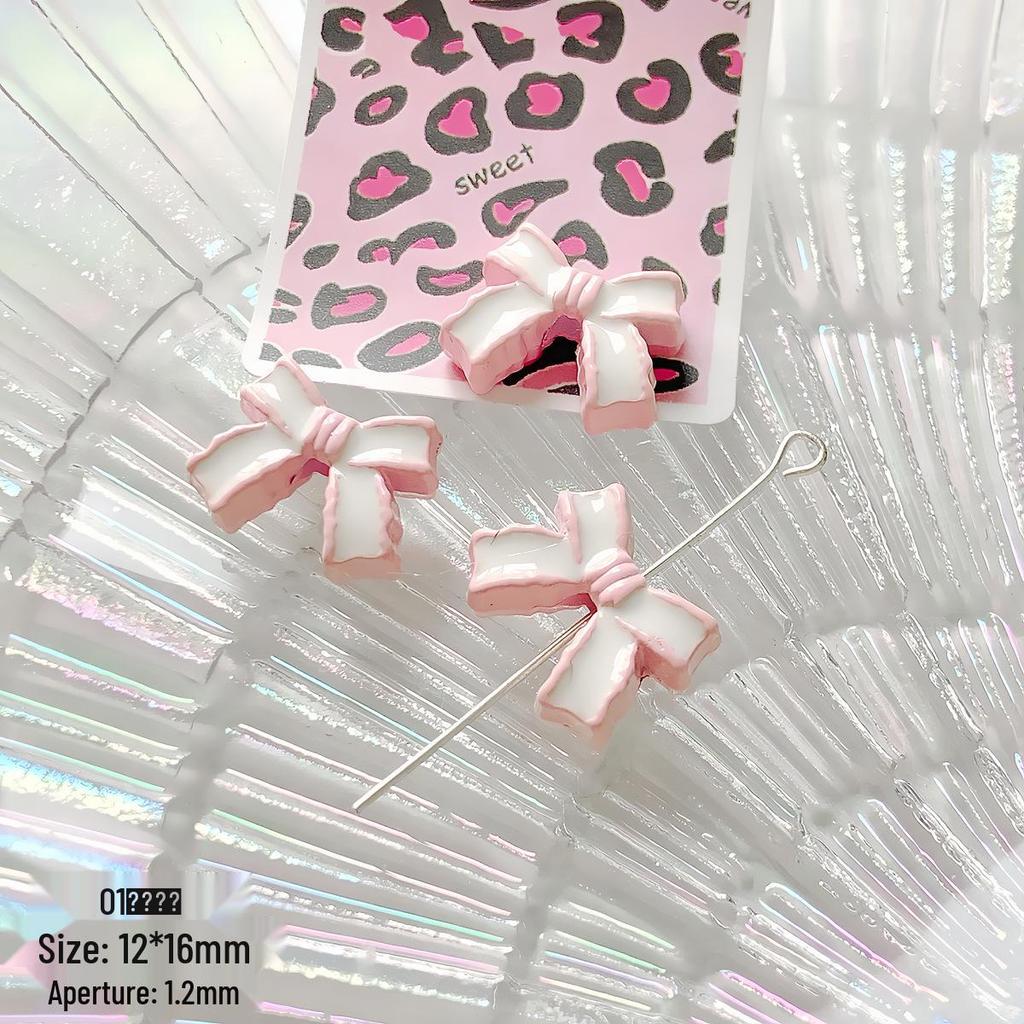 Alloy Heart Bow Milk Tea Beads for DIY Jewelry & Phone Chains