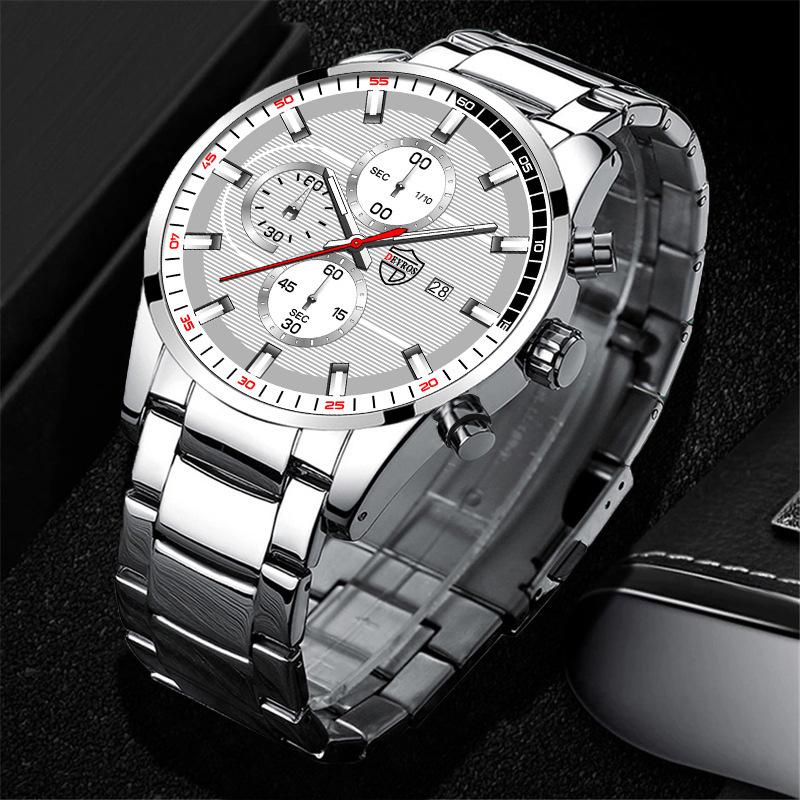 Watch Four-Piece Men'S Accessories Watch Necklace Bracelet Cross Necklace Men'S Quartz Watch