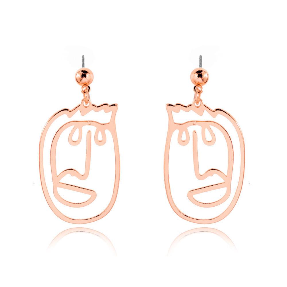 Alloy Face Elegant Earrings For Women Modern Cartoon Expression Design Jewelry