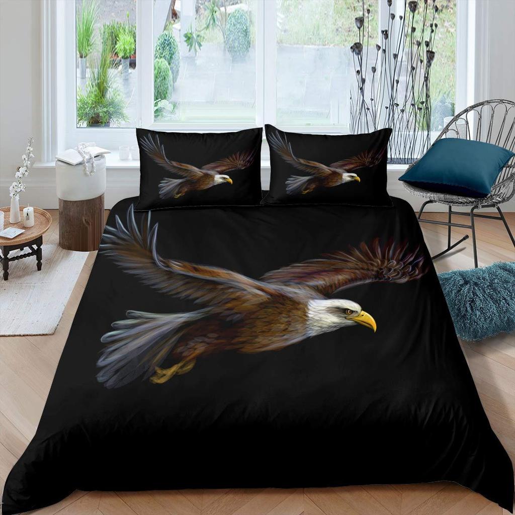 Eagle Duvet Cover Set for Boys Men Queen King Twin Size Lightweight Down Room Decor 2 Pillowcases 1 Comforter Cover No Comforter