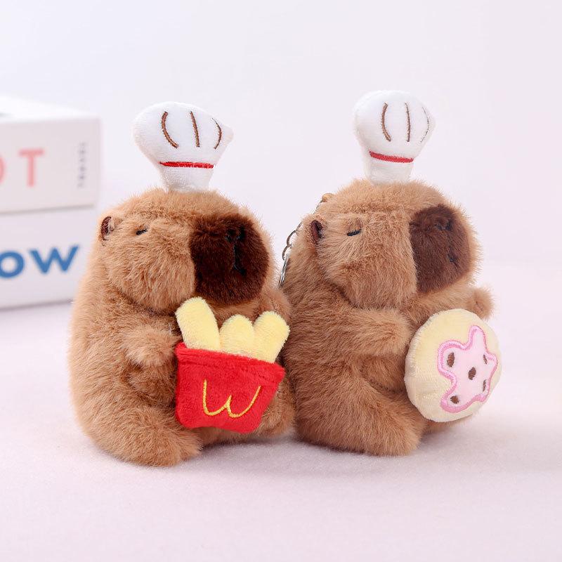 Capibara Plush Toy Cute Capybara Chef Doll Pendant Keychain Doll Gift Girl Ragdoll