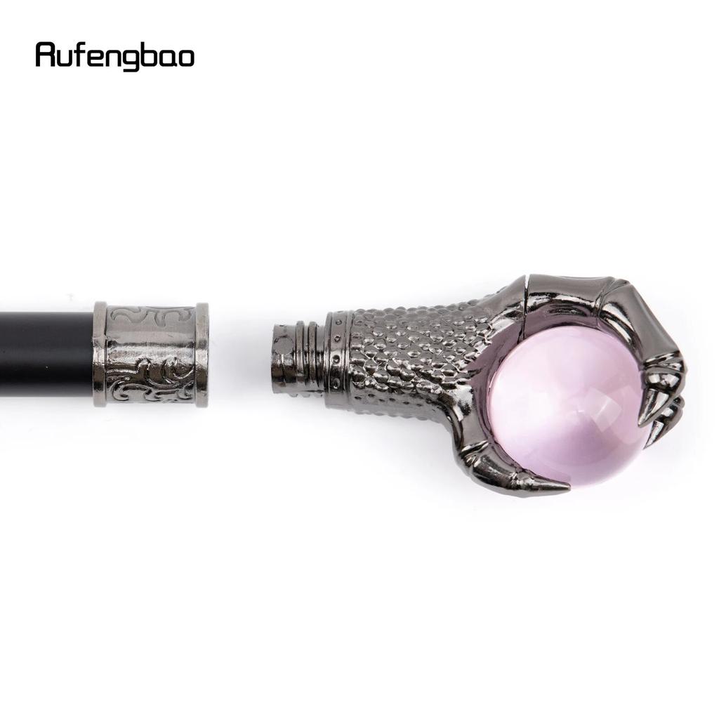 Dragon Claw Grasp Pink Glass Ball Silver Walking Cane Fashion Decorative Walking Stick Cosplay Cane Knob Crosier 93cm
