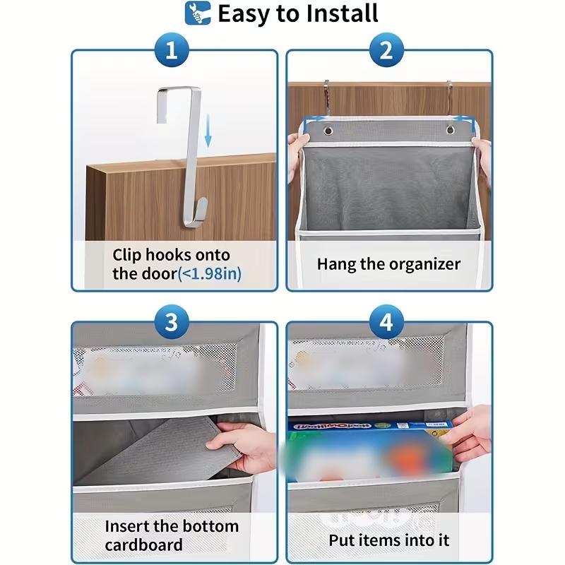 1PC Over Door Hanging Organizer with Mesh Pockets Large Wall Mount Storage for Home Essentials Bathroom Organization