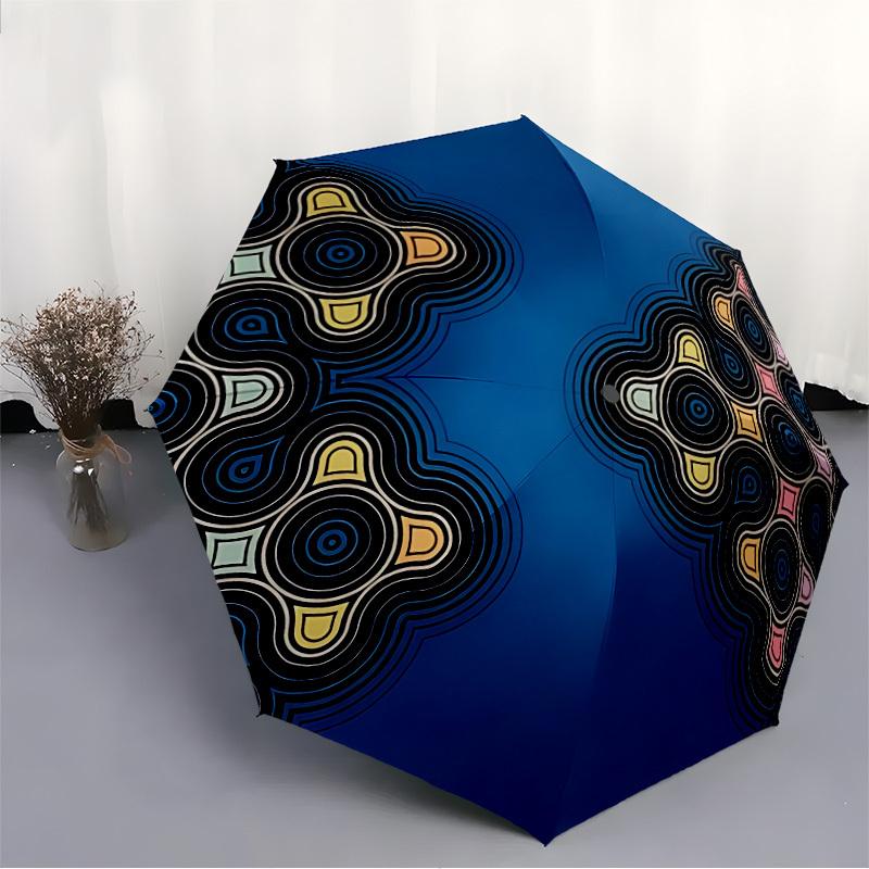 1pc Abstract Pattern Automatic Folding Umbrella - Portable Collapsible Design, 8-Rib Iron Frame, Durable Fabric yy251125214