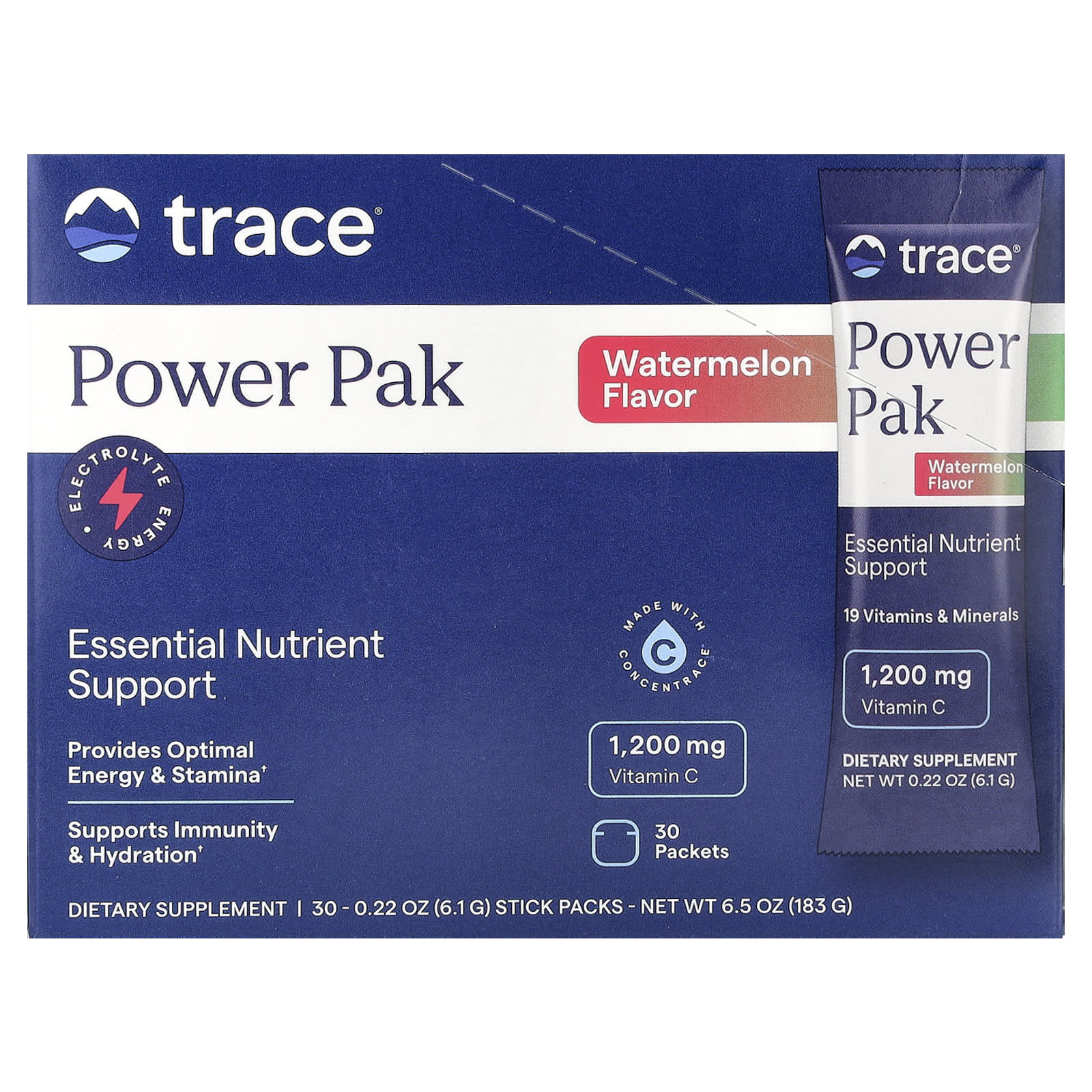 

Trace, Power Pack, Watermelon, 30 stick packs, 0.22 oz (6.1 g) each