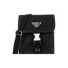 Prada Vertical Silver Buckle Functional Shoulder Crossbody Bag Saffiano Leather Recycled Nylon Phone Bag Unisex Bags Black 2ZH109-2BBD-F0002