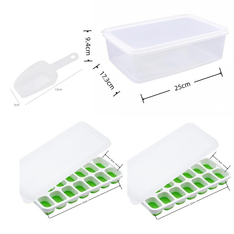 Cross-Border Ice Cube Tray - 14 Grids with Lid, Large Capacity Mold for Household Ice Storage