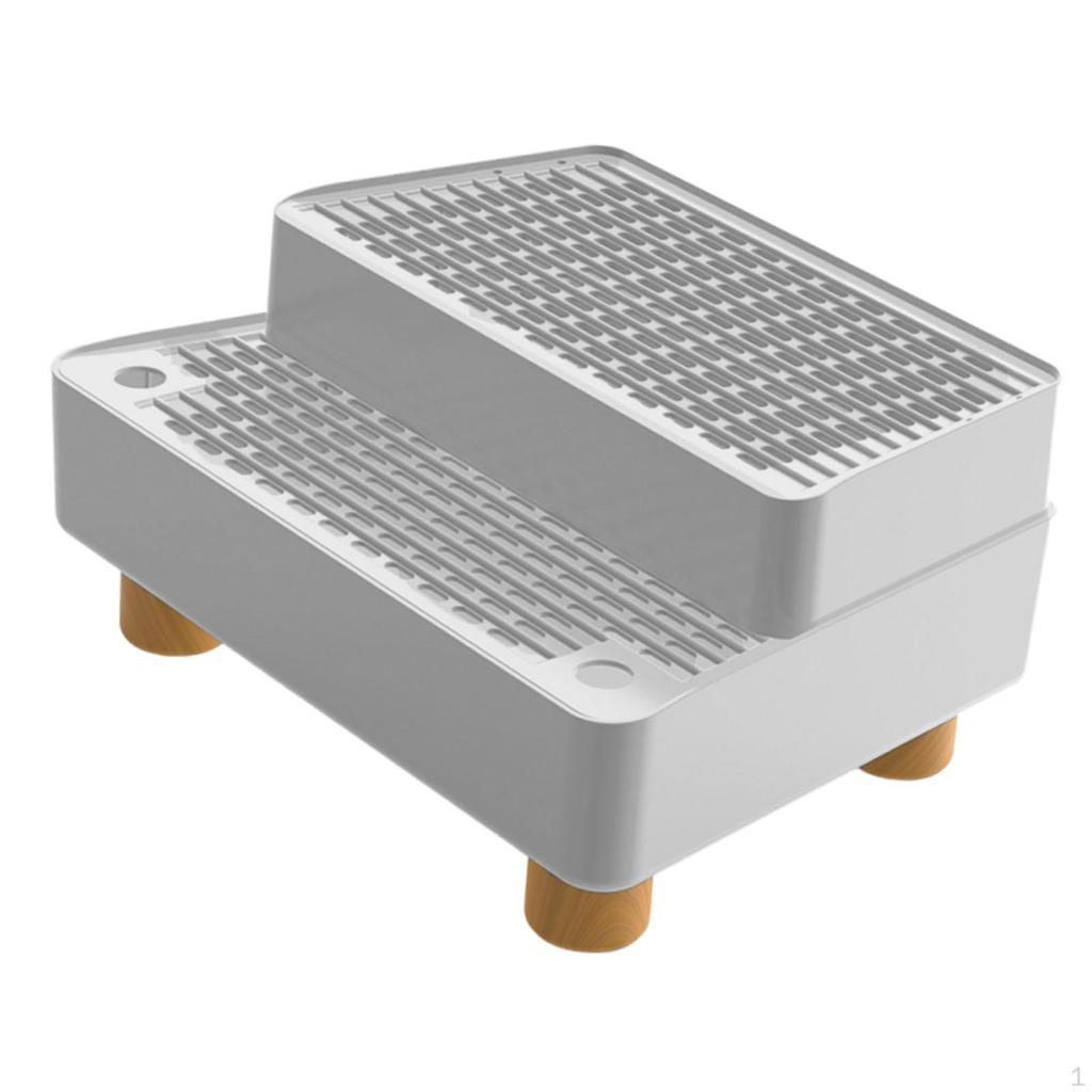 Ramp Cat Litter Stair with Non Slip Feet Detachable Washable Leakproof 2 Steps for Elderly Cats