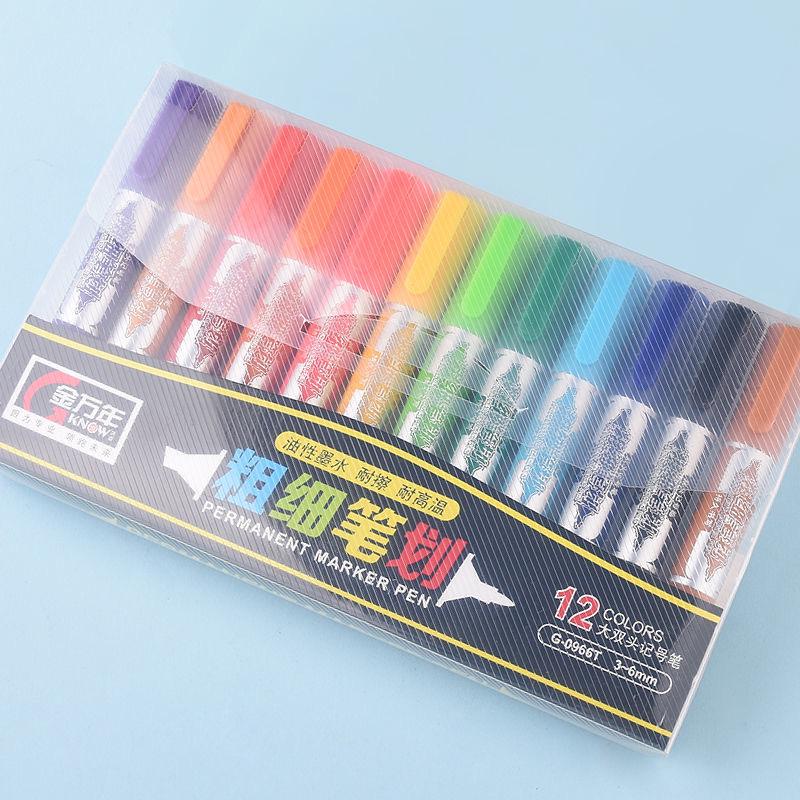 Jin Wannian Double-Ended 12-Color Oil-Based Waterproof Art Marker Pen (G-0966T)