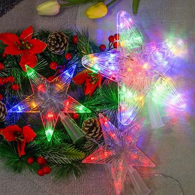 Ornaments LED Glowing Star Christmas Tree Top Ornaments Five-pointed Star Lamp Night Light