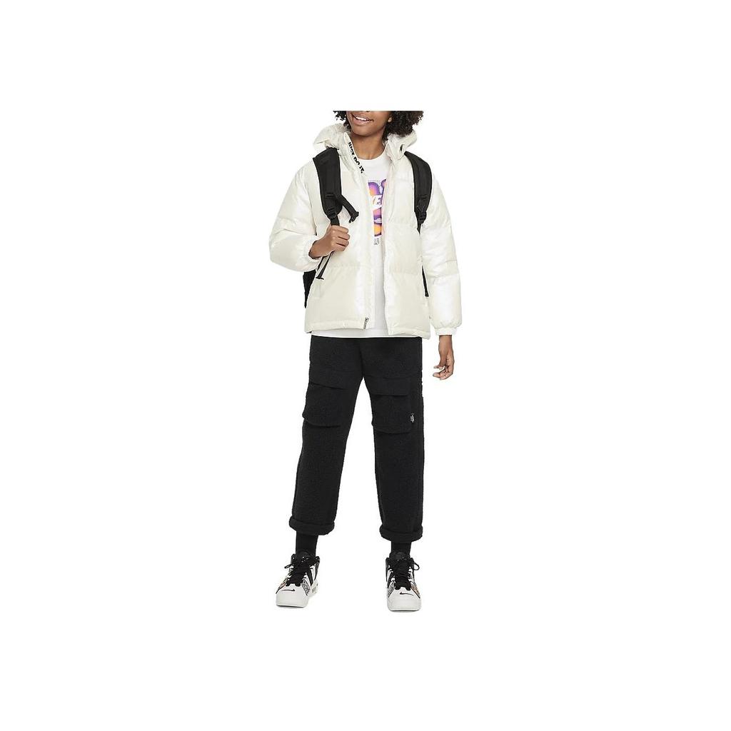 Nike Down Jacket Twinkle Solid Color Hooded Zipper Casual Kids Jackets Off-White FZ3438-133