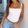 Trendy American Ruched Square Neck Slim Fit Minimalist Camisole - Summer Edition