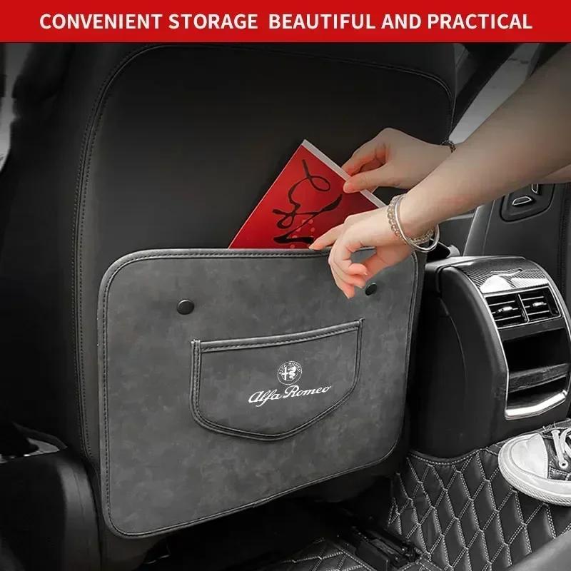 Car Anti-kick Mat Car Seats Anti Kick Pad Mat For Alfa Romeo 159 147 156 166 Giulietta Giulia Mito Stelvio Brera Spider