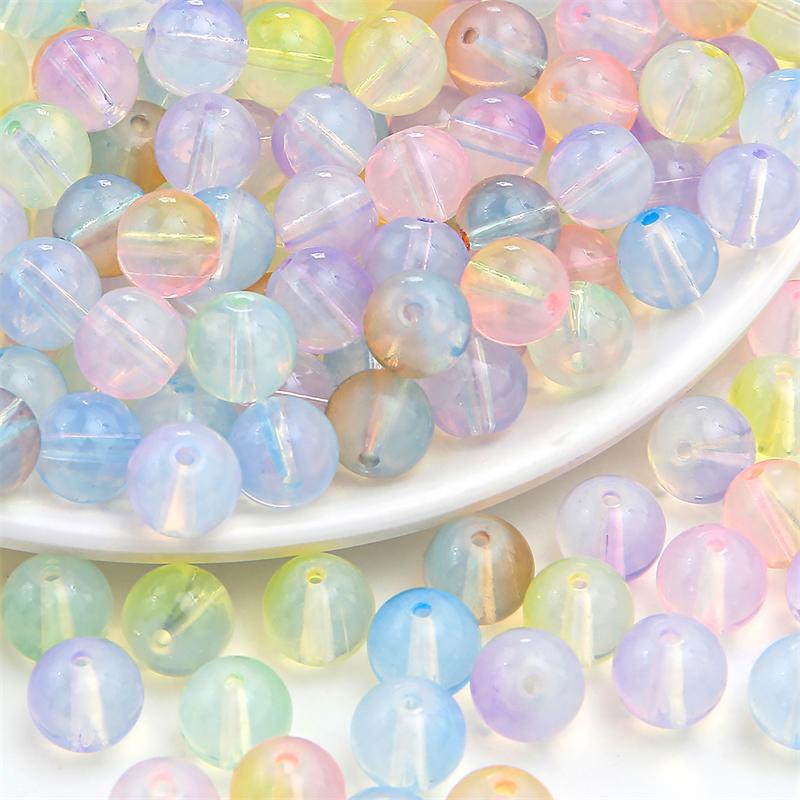 30Pcs Crystal Glass Beads Protein Coated Colored Round Loose Spacer Beads for DIY Necklace Bracelet Jewelry Making