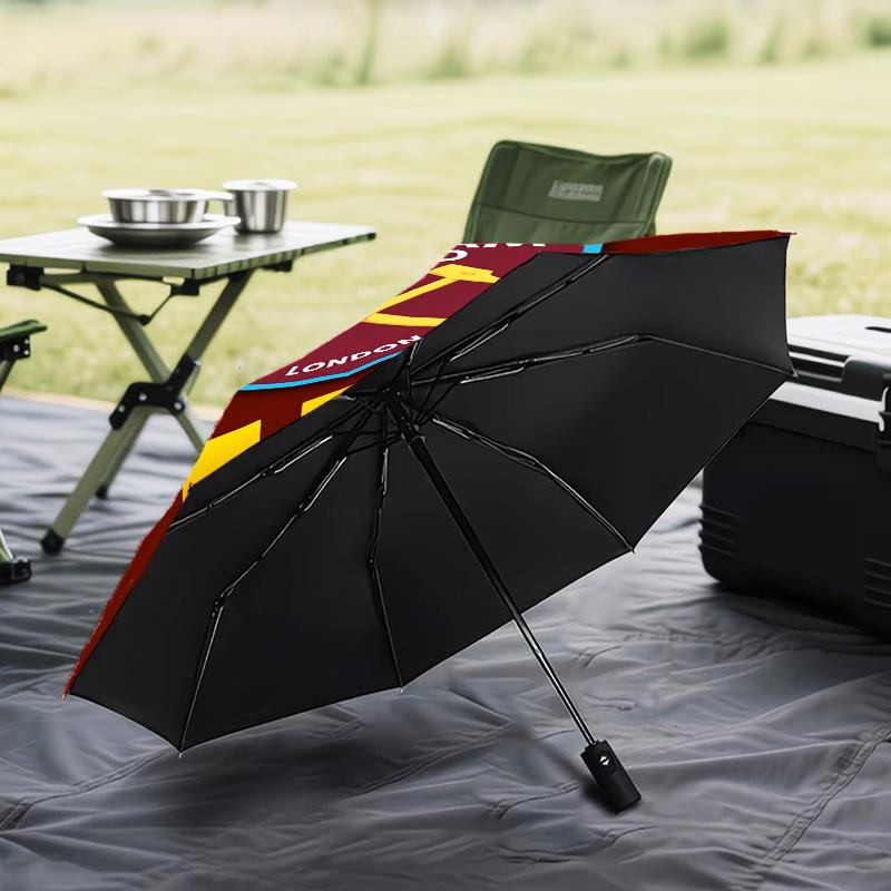 1PC West Ham United Pattern Printed Umbrella Folding umbrella, automatic umbrella 8-Frame for Travel, camping Fan gifts Christmas Gifts