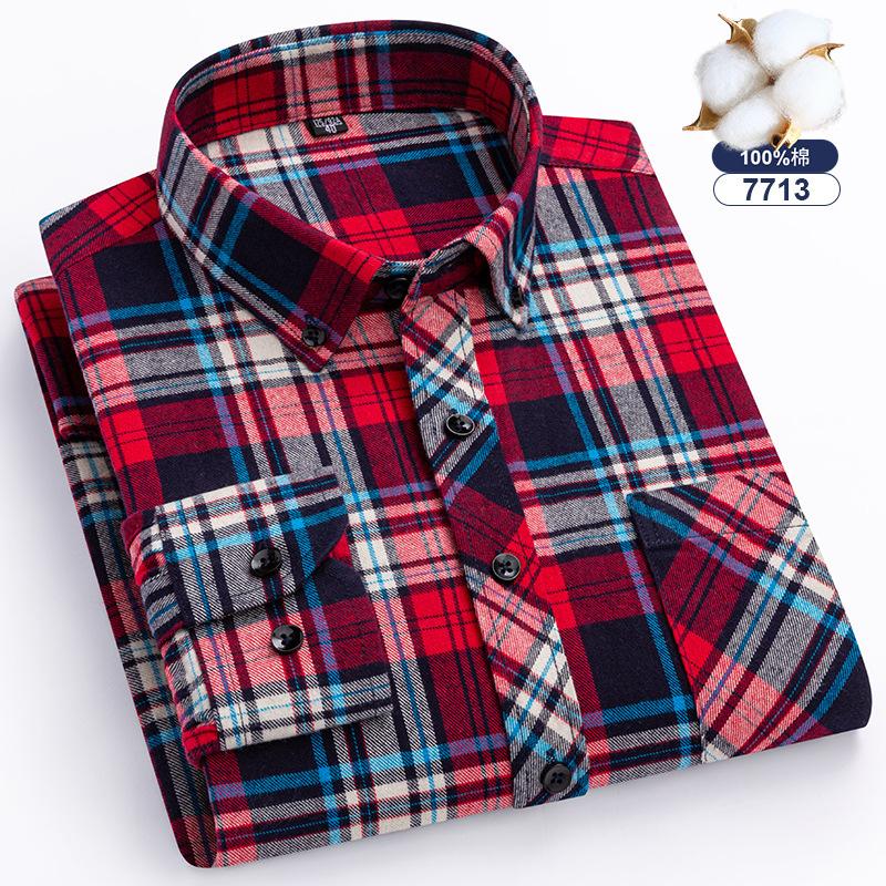 Plus Oversize 8xl Men's Flannel Shirts Men Long Sleeve Casual Comfortable Men's Plaid Shirt 100 Cotton Big Size Single Pocket